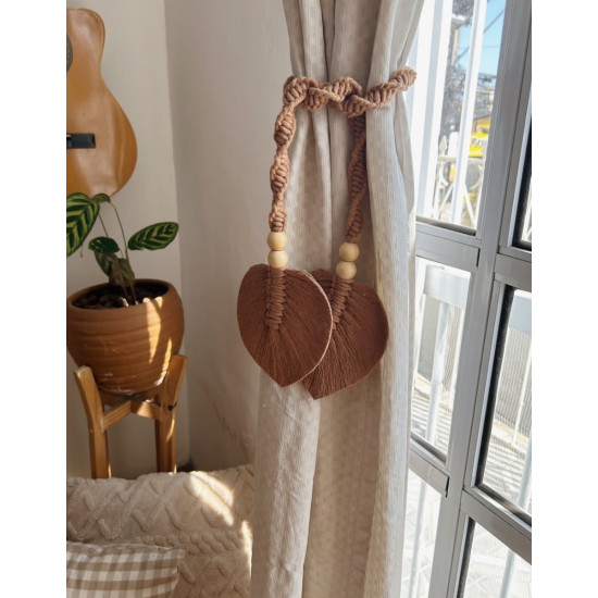 هولدر‌پرده مکرومه بافی مدل برگ