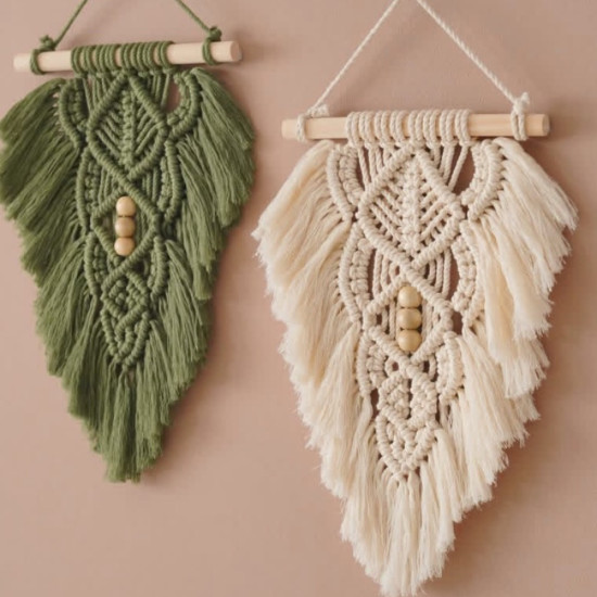 مینی دیوار کوب برگ‌مکرومه بافی