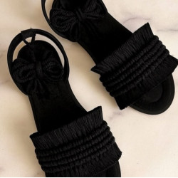 صندل مکرومه بافی مشکی مدل چهار خط صندل مکرومه بافی مشکی مدل چهار خط