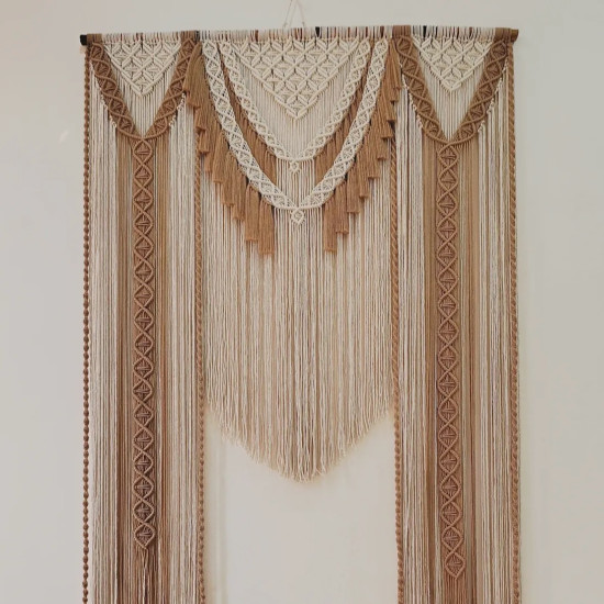 پرده زیبا مکرومه بافی مدل برگ