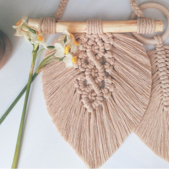 دیوارکوب آویز برگ مکرومه طرح روژان