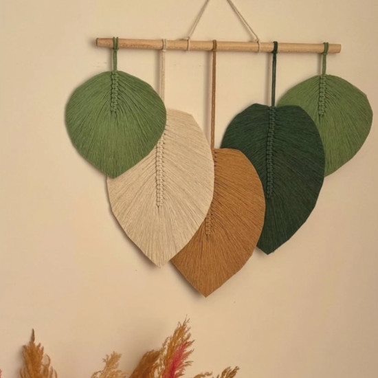 دیوارکوب برگ پاییزی مکرومه بافی کادویی