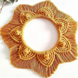 قاب آینه مکرومه بافی نارنجی شیک