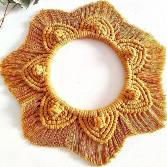 قاب آینه مکرومه بافی نارنجی شیک