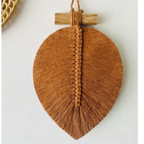 دیوارکوب تک برگ مکرومه بافی طرح قهوه