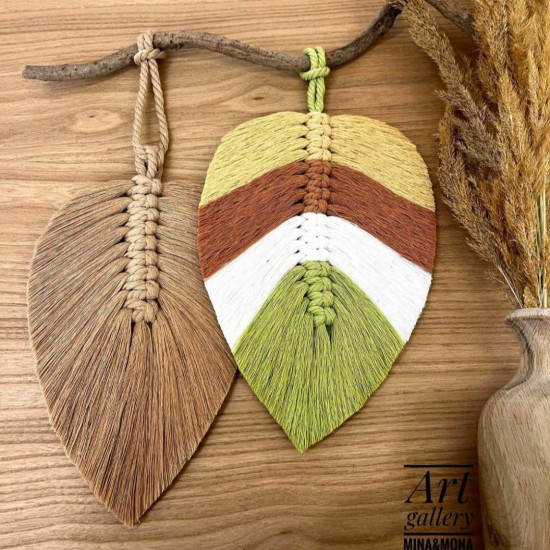 دیوارکوب دو برگ مکرومه بافی مدل رنگو