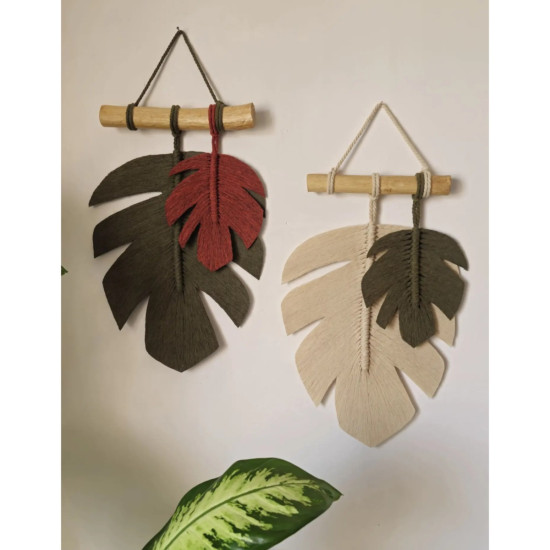 دکوری دو برگ انجیری مکرومه مدل خیزران