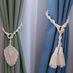 ست دوعددی هولدر پرده مکرومه برگ و منگوله ست دوعددی هولدر پرده مکرومه برگ و منگوله