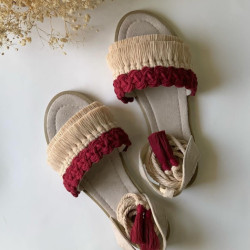 صندل زنانه مکرومه بندی کد 13988 صندل زنانه مکرومه بندی کد 13988