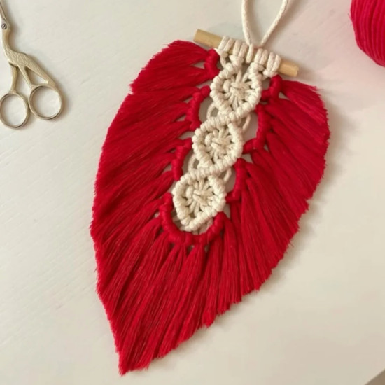 برگ مکرومه بافی آویز دکوراتیو