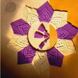 قاب آینه مکرومه بافی بنفش بدون آینه