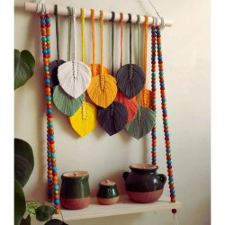 شلف مکرومه چوبی دکوراتیو مهره دار شلف مکرومه چوبی دکوراتیو مهره دار