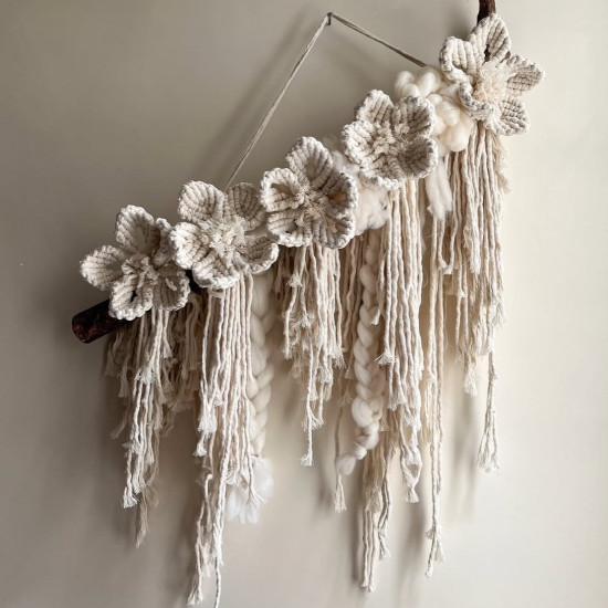 دیوار کوب گل ارکیده مکرومه بافی