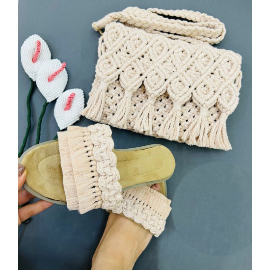 ست کیف و صندل مکرومه مدل افشان