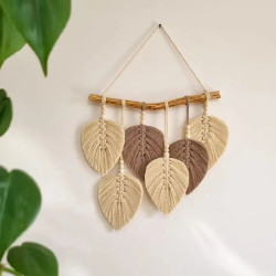 دیوارکوب برگ مکرومه با مهره چوبی رنگبندی دلخواه مدل باسلام دیوارکوب برگ مکرومه با مهره چوبی رنگبندی دلخواه مدل باسلام