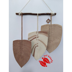 دیوارکوب سه برگ خاص مکرومه بافی طرح راه راه دیوارکوب سه برگ خاص مکرومه بافی طرح راه راه