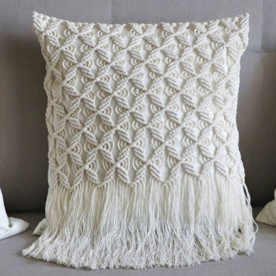 کاور کوسن مکرومه بافی طرح الماس