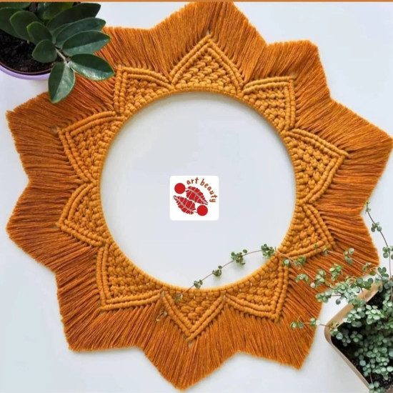 قاب آینه مکرومه بافی نارنجی