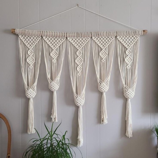 اویز گل مکرومه چند گلدانه رنگ دلخواه