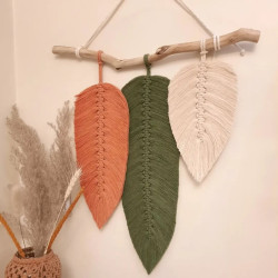 دیوارکوب آویز مکرومه طرح برگ دکوری مدل مروا دیوارکوب آویز مکرومه طرح برگ دکوری مدل مروا