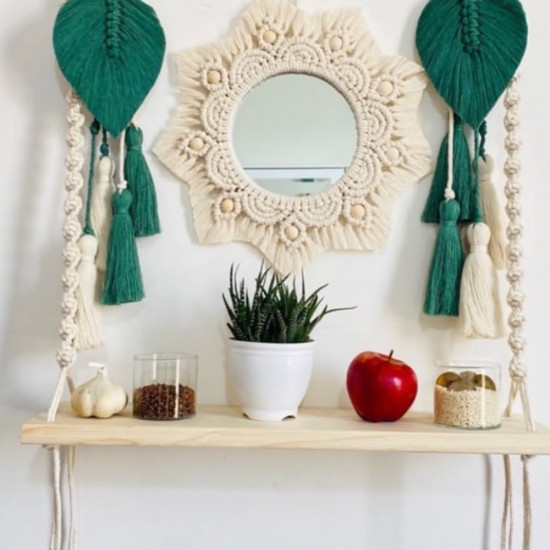 ست خاص و ترند شلف دیوار مکرومه بافی همراه ایینه مکرومه