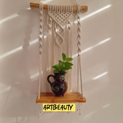 شلف چوبی مکرومه طرح ستاره شلف چوبی مکرومه طرح ستاره