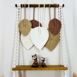 شلف مکرومه بافی مدل برگ پاییزی شلف مکرومه بافی مدل برگ پاییزی