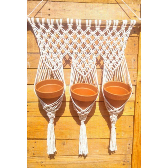 آویز سه قلو مکرومه مدل کیوان