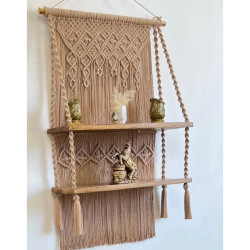 دیوارکوب شلف چوبی مکرومه بافی طرح دایان دیوارکوب شلف چوبی مکرومه بافی طرح دایان