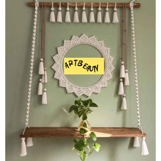 ست قاب و شلف مکرومه بافی منگوله دار