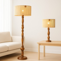 ست آباژور ایستاده و رو میزی چوبی با شید مکرومه ست آباژور ایستاده و رو میزی چوبی با شید مکرومه