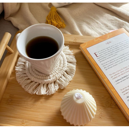 زیر لیوانی مکرومه گرد