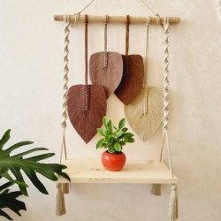 شلف برگ مکرومه چوبی مدل النا شلف برگ مکرومه چوبی مدل النا