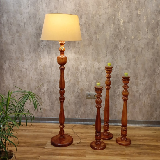 ست آباژور و جا شمعی چوبی مینیمال