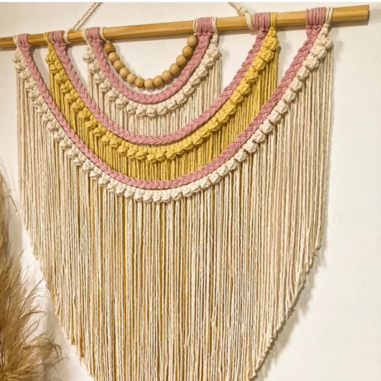 دیوار کوب مکرومه بافی مدل گل فندقی سایز بزرگ