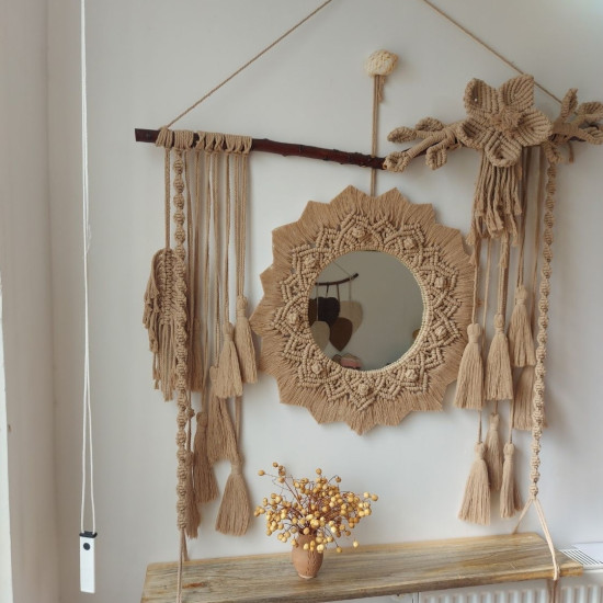 دیوارکوب و ست کامل شلف و اینه مکرومه طرح مینا