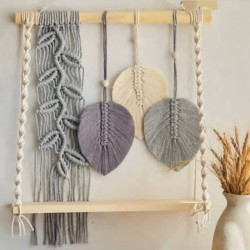 شلف برگ مکرومه چوبی جوانه شلف برگ مکرومه چوبی جوانه