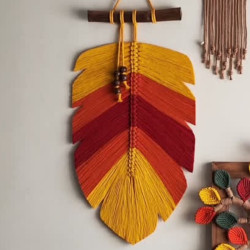 دیوارکوب پاییزی برگ مکرومه طرح شفق دیوارکوب پاییزی برگ مکرومه طرح شفق