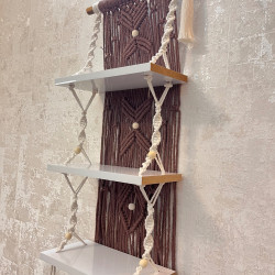 شلف دیواری مکرومه بافی مدل سارای 3 طبقه شلف دیواری مکرومه بافی مدل سارای 3 طبقه