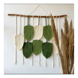 دیوارکوب برگ دکوراتیو مکرومه مدل چمن رنگبندی دلخواه دیوارکوب برگ دکوراتیو مکرومه مدل چمن رنگبندی دلخواه