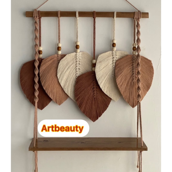 شلف چوبی برگ مکرومه بافی طرح نازنین