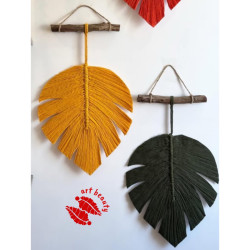 دیوارکوب تک برگ مکرومه بافی انجیری طرح زمرد دیوارکوب تک برگ مکرومه بافی انجیری طرح زمرد